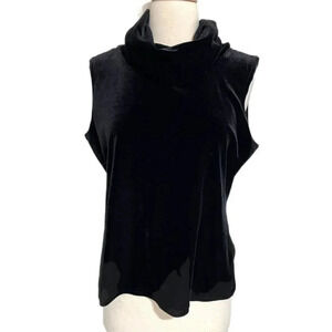 ACW‎ Design XL black velvet sleeveless cowl neck top VTG